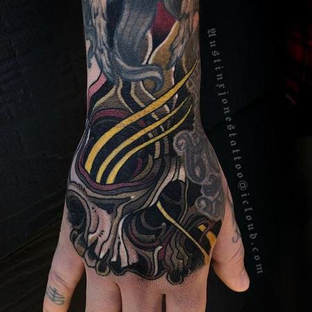 Rick Mcgrath - Dark Neo Traditional Skull Hand Tattoo